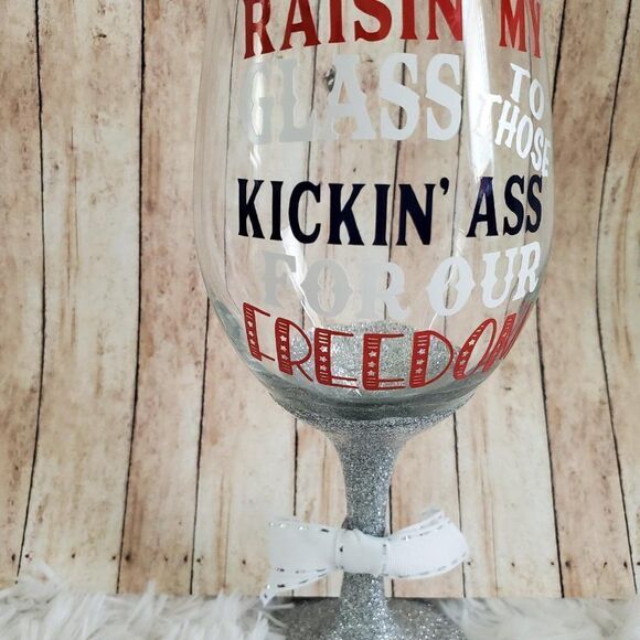 Red White And Blue Wine Tumbler, Patriotic Glass, Remembrance Gift - Picture 10 of 11